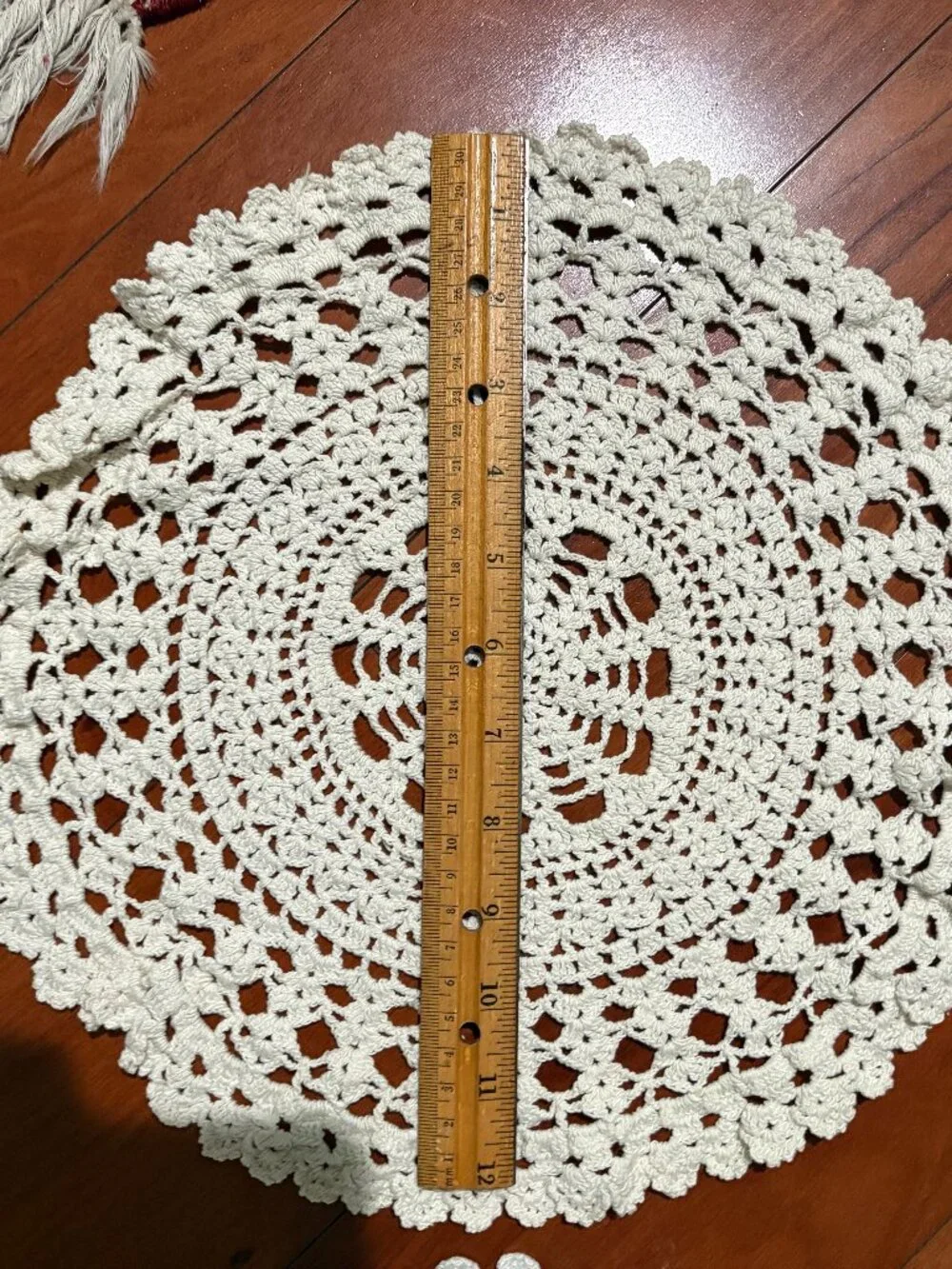 8 Vintage Round Ivory Hand Crocheted Doilies